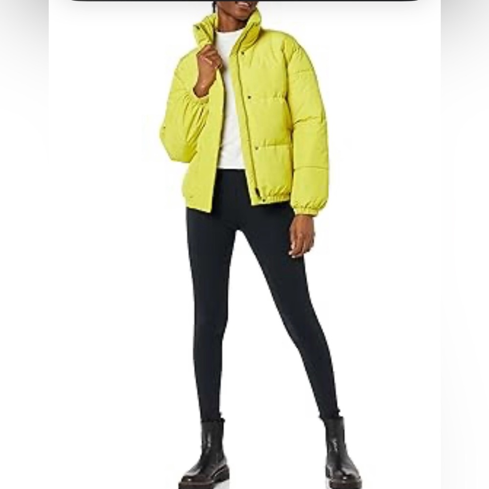 Daily Ritual Women's Bright Yellow Puffer Jacket